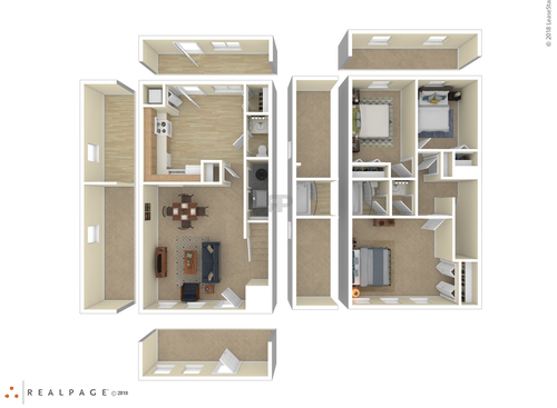 3 Bedroom: Beds - 3: Baths - 1: SqFt Range - 1224 to 1224