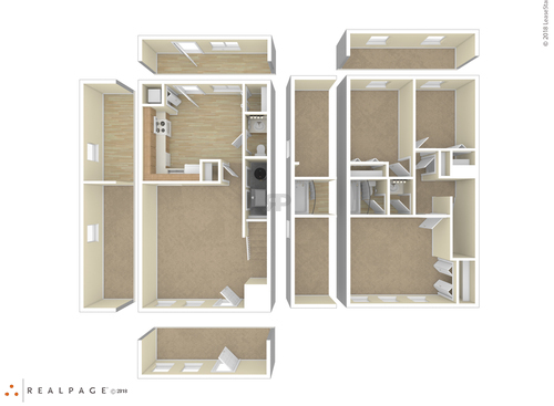 3 Bedroom: Beds - 3: Baths - 1: SqFt Range - 1224 to 1224