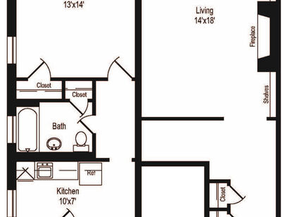 A1G1 One Bedroom 750sf: Beds - 1: Baths - 1: SqFt Range - 750 to 750