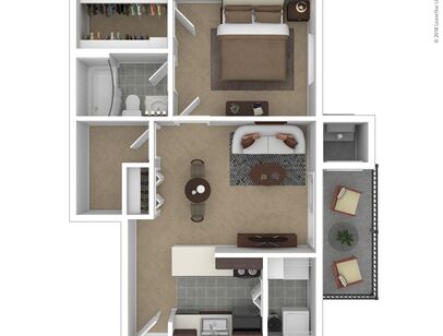 The Alder: Beds - 1: Baths - 1: SqFt Range - 618 to 701