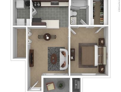 The Bayberry: Beds - 1: Baths - 1: SqFt Range - 636 to 636