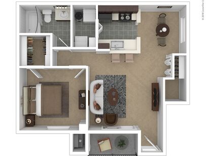 The Cypress: Beds - 1: Baths - 1: SqFt Range - 714 to 797