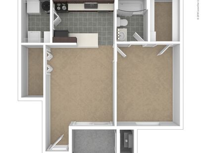 The Bayberry: Beds - 1: Baths - 1: SqFt Range - 636 to 636