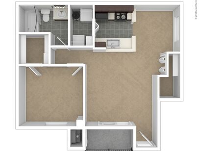 The Cypress: Beds - 1: Baths - 1: SqFt Range - 714 to 797