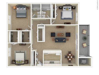 The Oxford: Beds - 3: Baths - 2: SqFt Range - 1300 to 1300