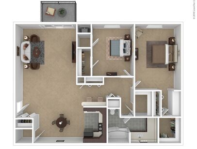 The Heritage: Beds - 2: Baths - 1: SqFt Range - 1105 to 1105