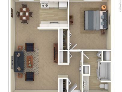 The Andover: Beds - 1: Baths - 1: SqFt Range - 735 to 735