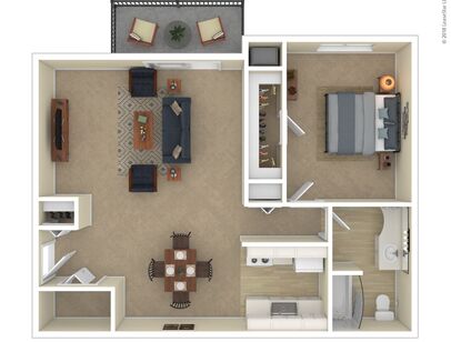 The Arlington Deluxe: Beds - 1: Baths - 1: SqFt Range - 815 to 815
