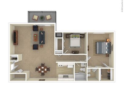 The Barrington Deluxe: Beds - 2: Baths - 1.5: SqFt Range - 950 to 950