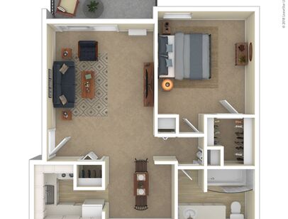 The Adams: Beds - 1: Baths - 1: SqFt Range - 680 to 680