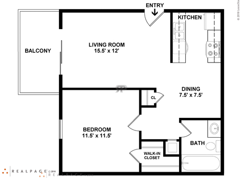 A1101: Beds - 1: Baths - 1: SqFt Range - 620 to 620
