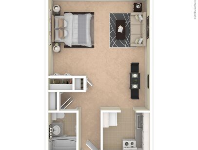 Studio, Mid-level: Beds - Studio: Baths - 1: SqFt Range - 408 to 408