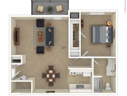 The Arlington Deluxe: Beds - 1: Baths - 1: SqFt Range - 815 to 815