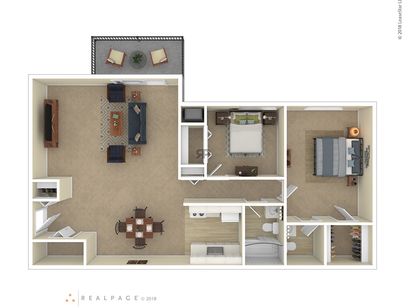 The Barrington Deluxe: Beds - 2: Baths - 1.5: SqFt Range - 950 to 950