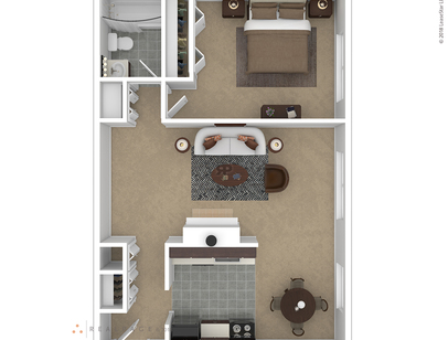 The Ashland with Fireplace: Beds - 1: Baths - 1: SqFt Range - 750 to 750