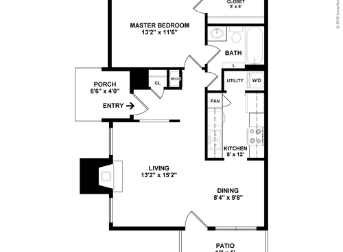 A1101: Beds - 1: Baths - 1: SqFt Range - 776 to 776