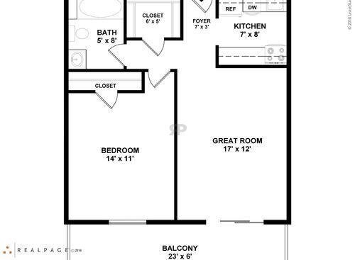 C1100: Beds - 1: Baths - 1: SqFt Range - 612 to 612