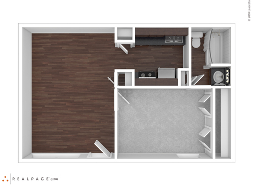 A1101: Beds - 1: Baths - 1: SqFt Range - 520 to 520