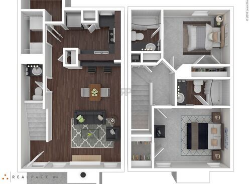 BTH-R: Beds - 2: Baths - 2.5: SqFt Range - 1014 to 1014