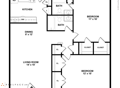 G2201: Beds - 2: Baths - 2: SqFt Range - 1075 to 1075