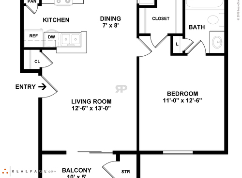 A1101: Beds - 1: Baths - 1: SqFt Range - 557 to 557