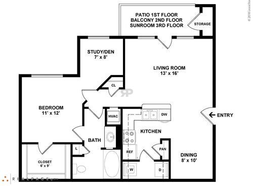 Calhoun Study I & II: Beds - 1: Baths - 1: SqFt Range - 852 to 852