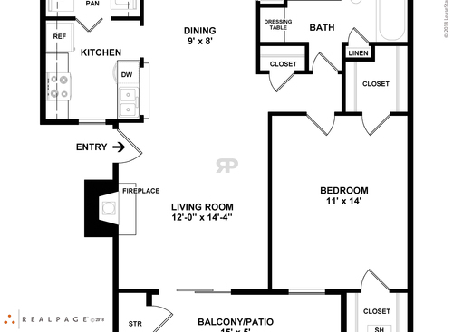 B11-1: Beds - 1: Baths - 1: SqFt Range - 711 to 711
