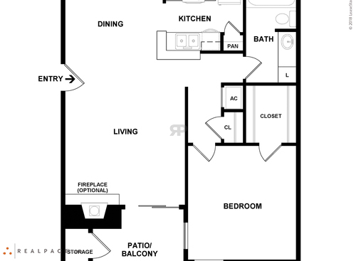 F1101: Beds - 1: Baths - 1: SqFt Range - 703 to 703