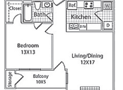 Baldwin TH (w/garage): Beds - 1: Baths - 1: SqFt Range - 820 to 820