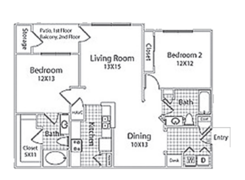 Concord I, & II: Beds - 2: Baths - 2: SqFt Range - 1098 to 1098