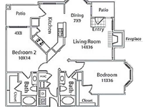 Fairmont I (w/garage): Beds - 2: Baths - 2: SqFt Range - 1250 to 1250