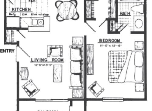 A1101: Beds - 1: Baths - 1: SqFt Range - 557 to 557