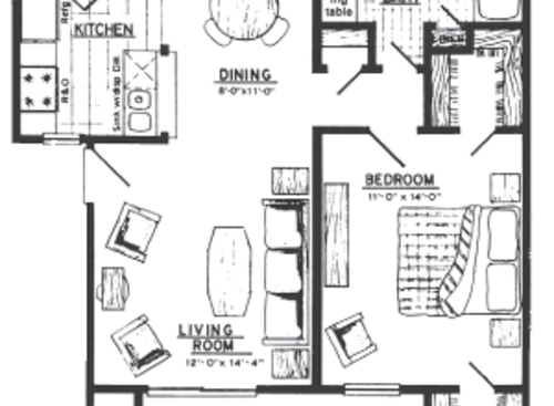 B1101: Beds - 1: Baths - 1: SqFt Range - 687 to 687
