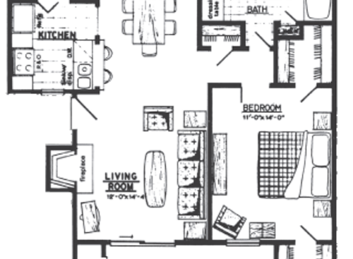 B11-1: Beds - 1: Baths - 1: SqFt Range - 711 to 711