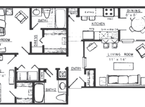 E2201: Beds - 2: Baths - 2: SqFt Range - 973 to 973