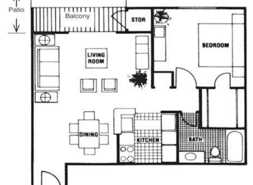 C1102: Beds - 1: Baths - 1: SqFt Range - 642 to 642