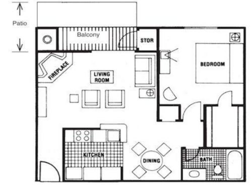 D1102: Beds - 1: Baths - 1: SqFt Range - 716 to 716