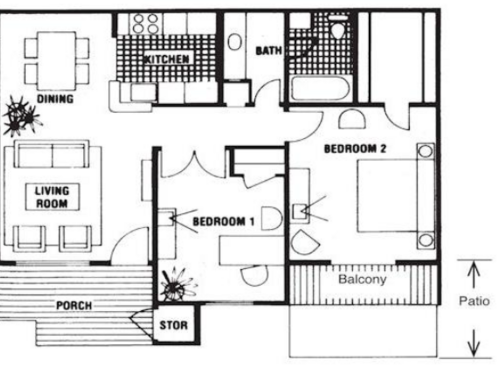 E1102: Beds - 2: Baths - 1: SqFt Range - 851 to 851