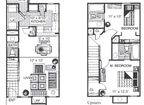 BTH-R: Beds - 2: Baths - 2.5: SqFt Range - 1014 to 1014