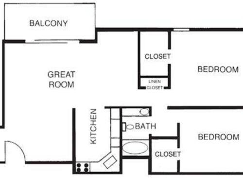 N2100: Beds - 2: Baths - 1: SqFt Range - 1050 to 1050