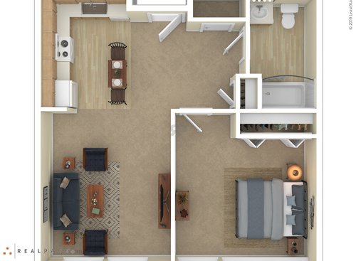 One Bedroom: Beds - 1: Baths - 1: SqFt Range - 646 to 646