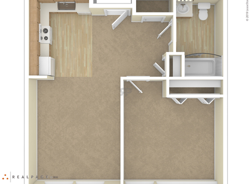 One Bedroom: Beds - 1: Baths - 1: SqFt Range - 646 to 646