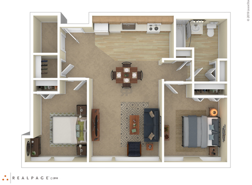 Two Bedroom: Beds - 2: Baths - 1: SqFt Range - 866 to 866
