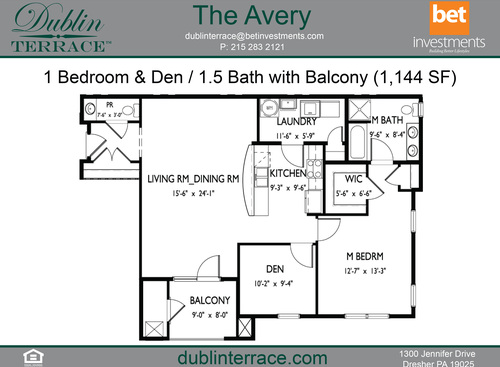 Avery: Beds - 1: Baths - 1.5: SqFt Range - 1144 to 1144