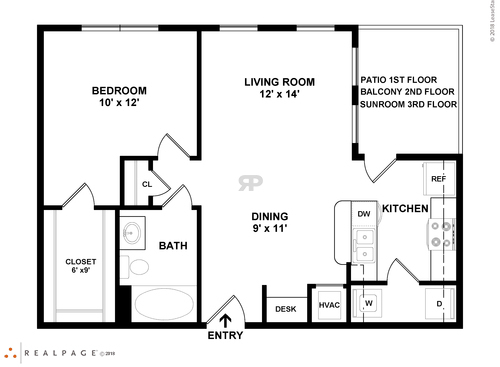 Carlton III (w/o balcony): Beds - 1: Baths - 1: SqFt Range - 793 to 793