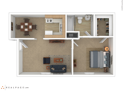 1 BEDROOM: Beds - 1: Baths - 1: SqFt Range - 611 to 611