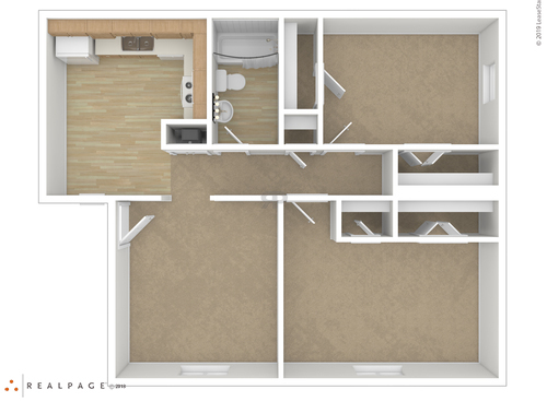 2 BEDROOM: Beds - 2: Baths - 1: SqFt Range - 726 to 726