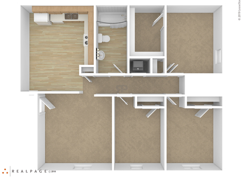 3 BEDROOM: Beds - 3: Baths - 1: SqFt Range - 908 to 908