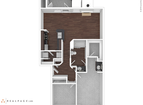 Two Bedroom One Bath 907sf: Beds - 2: Baths - 1: SqFt Range - 907 to 907