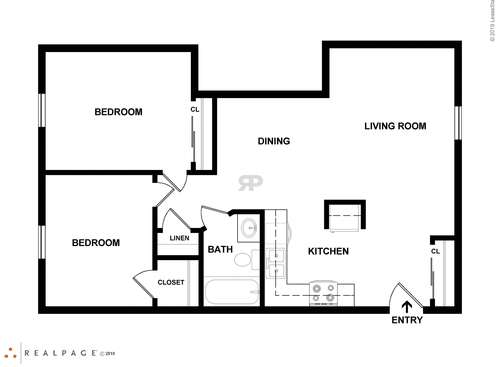 2 Bedroom: Beds - 2: Baths - 1: SqFt Range - 745 to 745